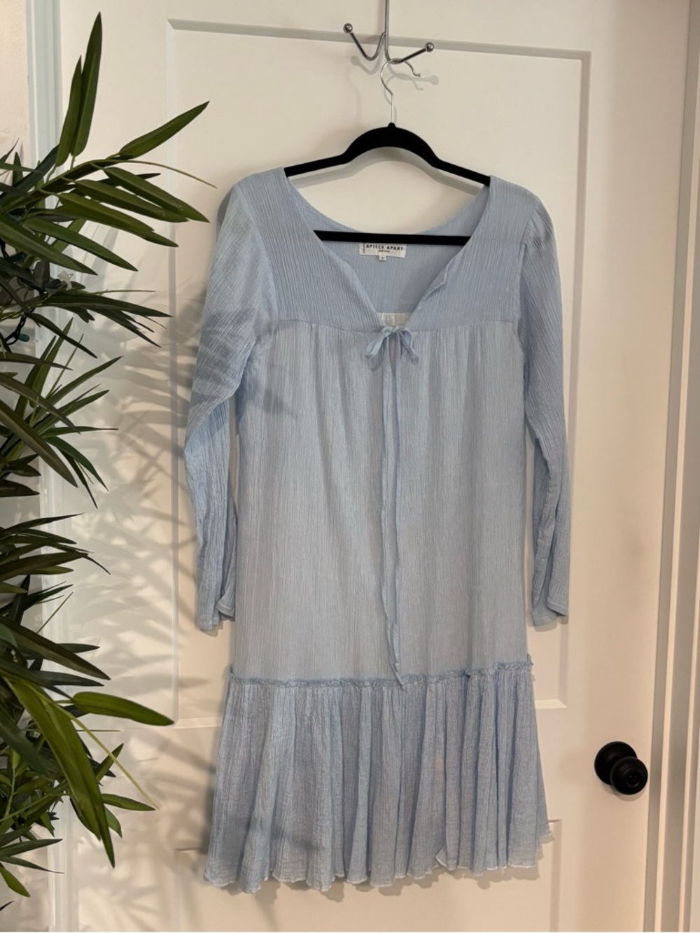 APIECE APART NEW YORK BOHEMIAN BABY BLUE LONG SLEEVE COTTON MIDI DRESS SZ 2-4 - Picture 12 of 12
